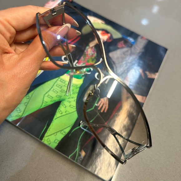 Silver frame tinted gray sunglasses - Picture 6 of 9